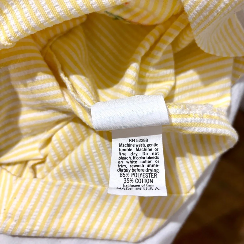 Lisa Jackson Yellow Stripped Overalls with Bunny Carrots (Vintage) Easter Spring